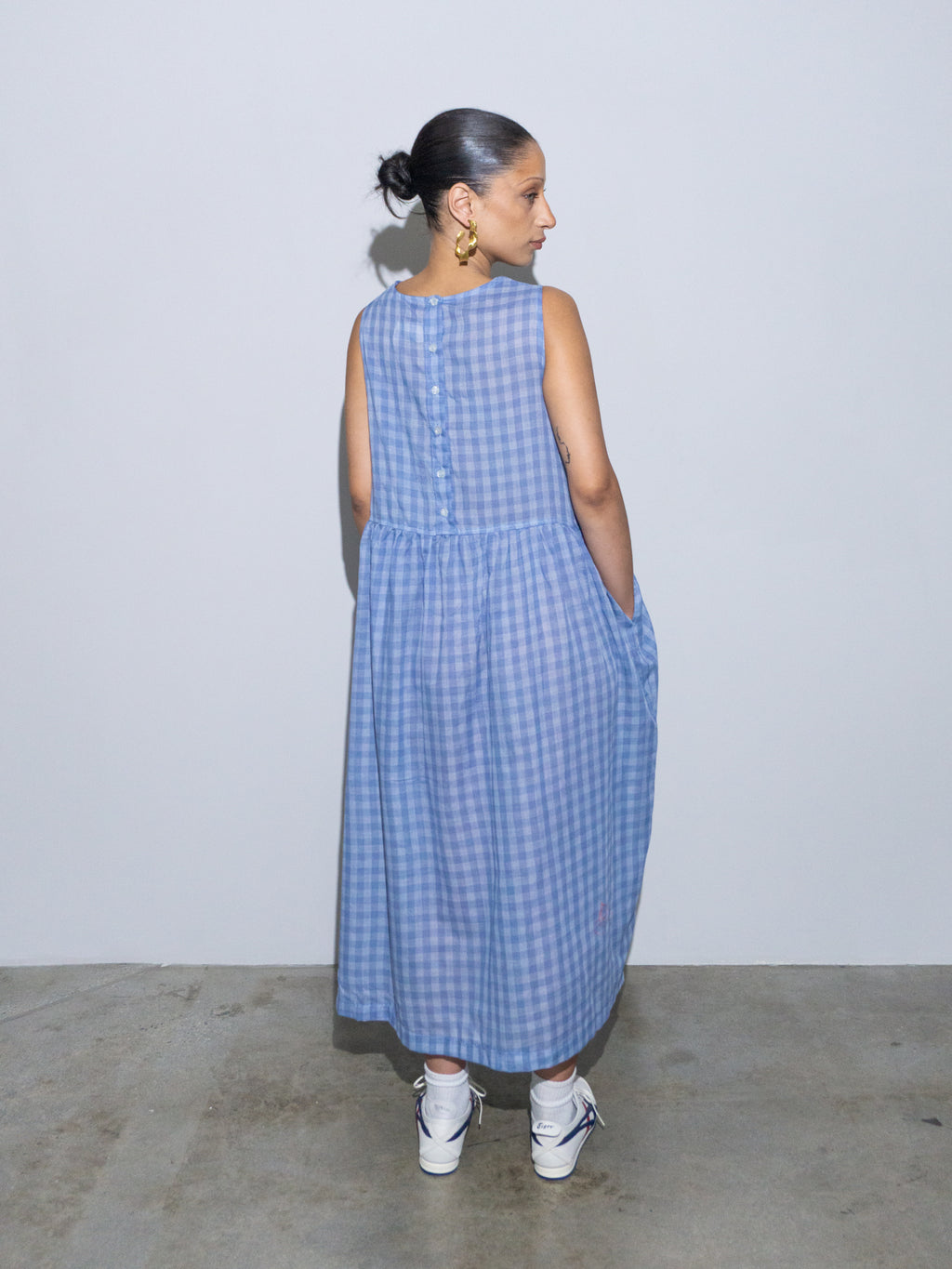 Blue gingham hot sale maxi dress