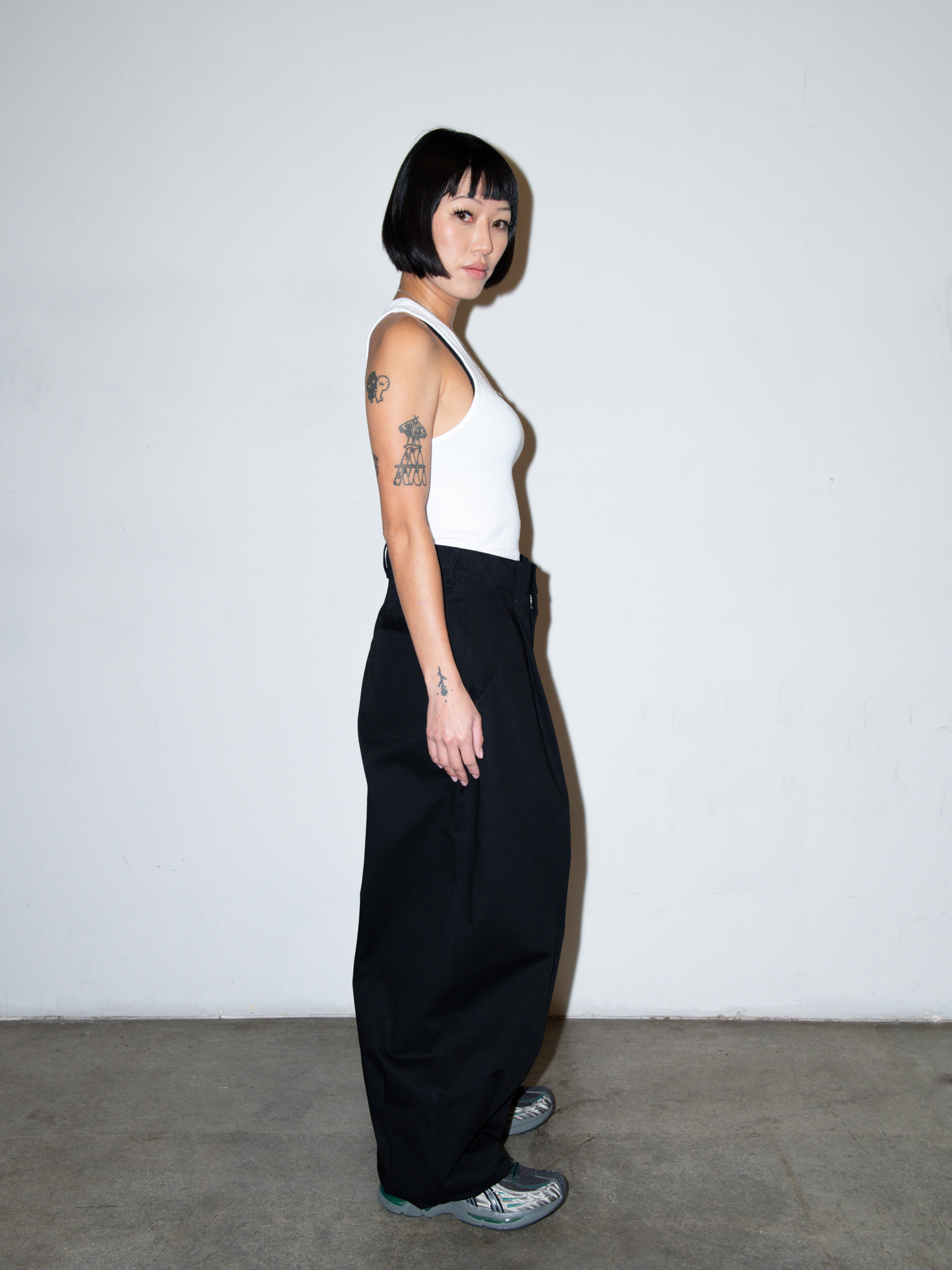 SUPER WIDE PANTS IN BLACK TWILL