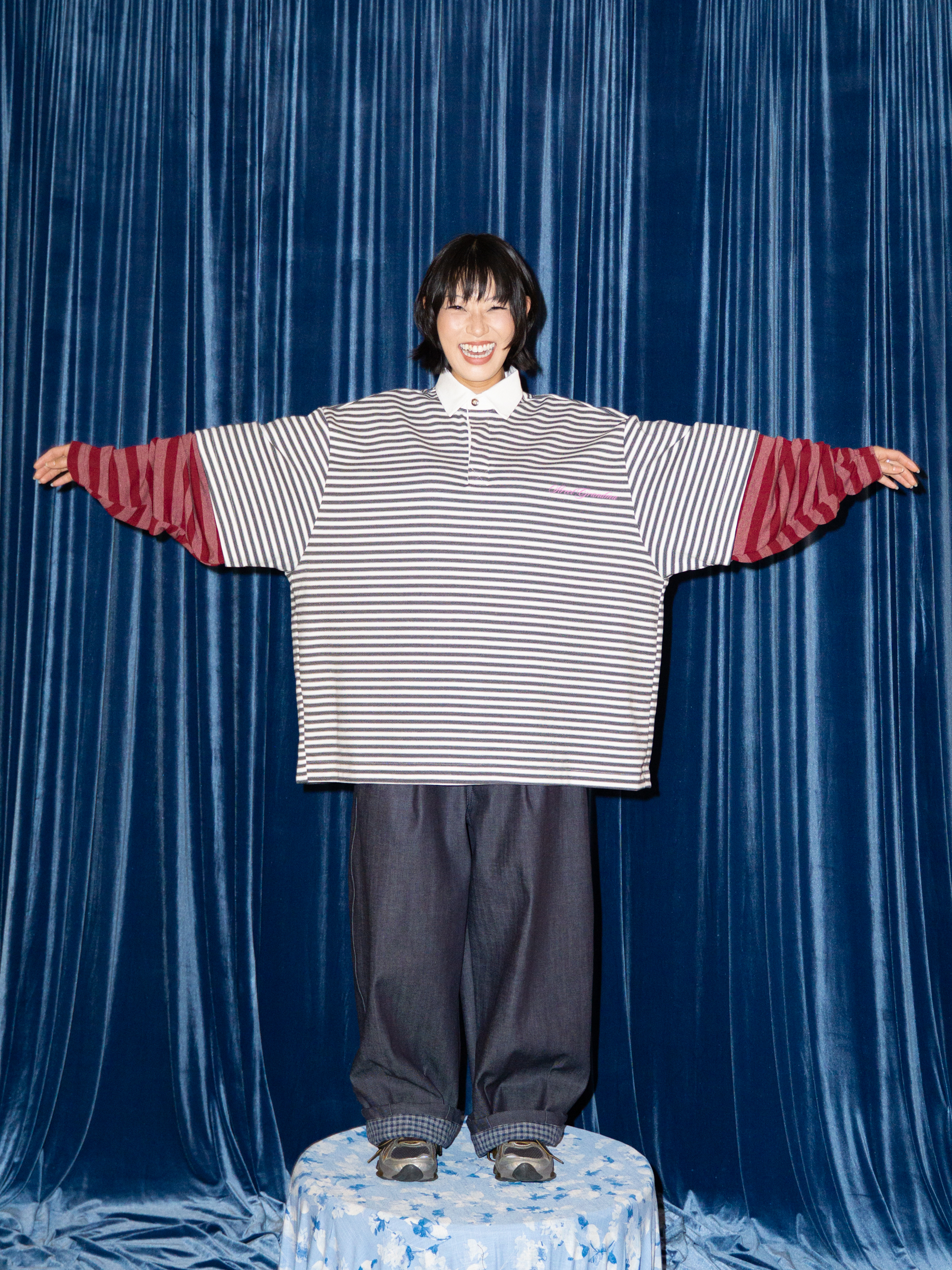 REFEREE POLO IN MAROON STRIPE