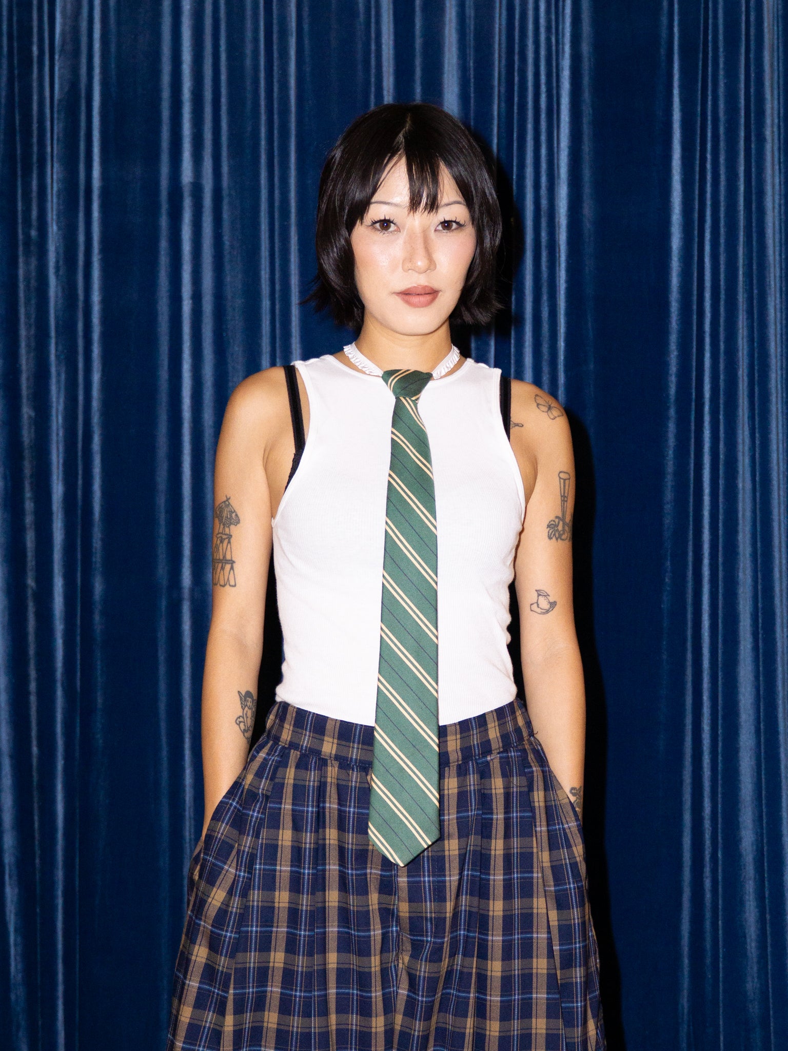 CLIPPY TIE IN GREEN STRIPE