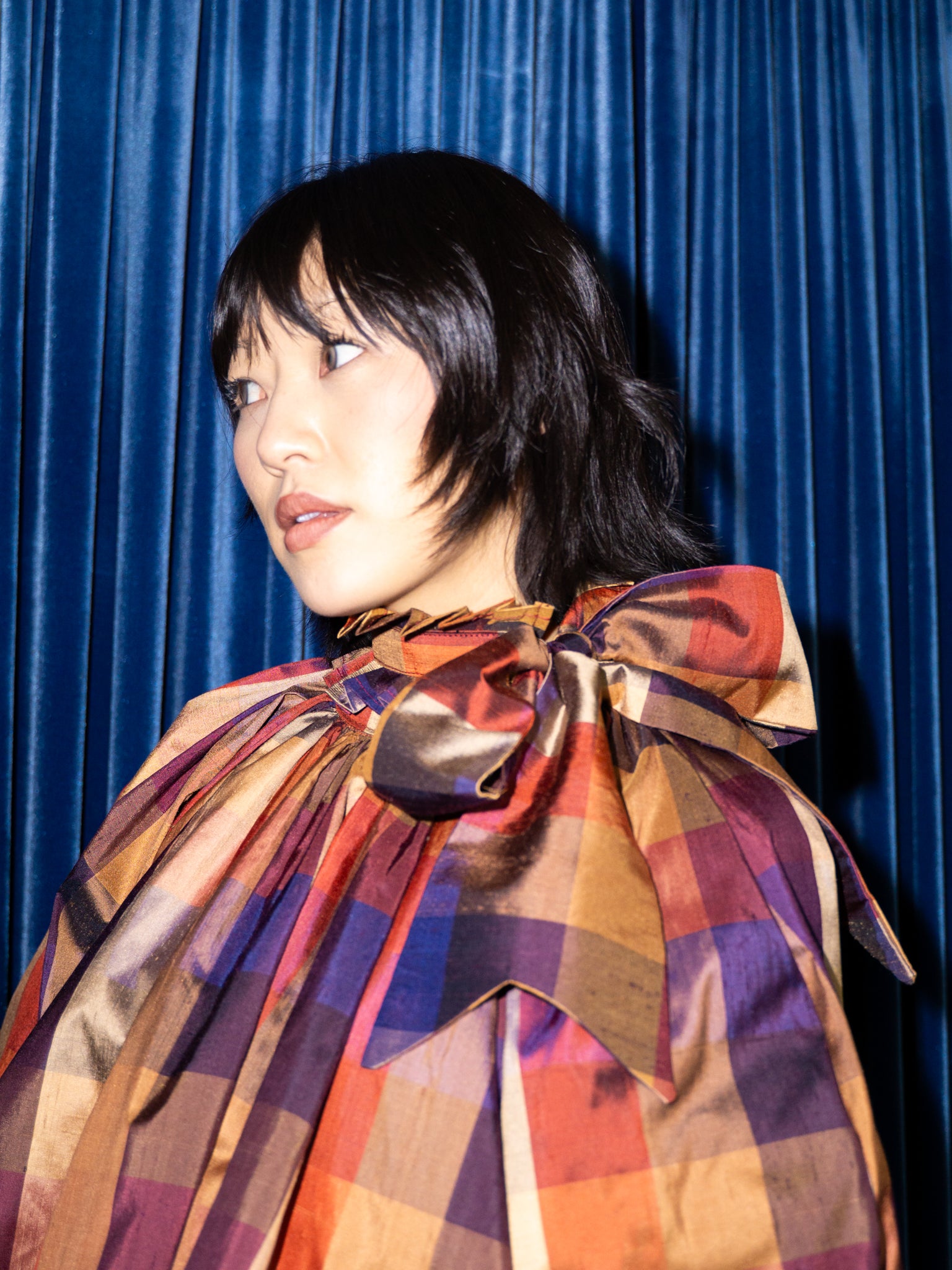 ONION DRESS IN ORANGE GINGHAM TAFFETA