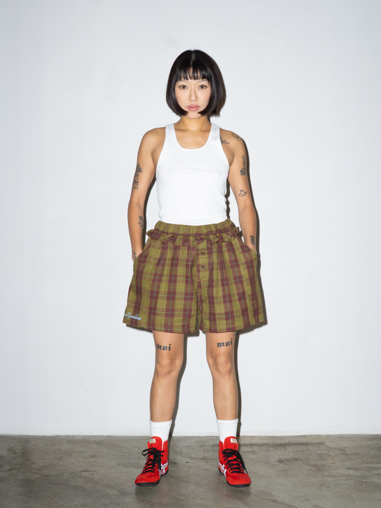 PANTY SHORT IN MAROON PLAID