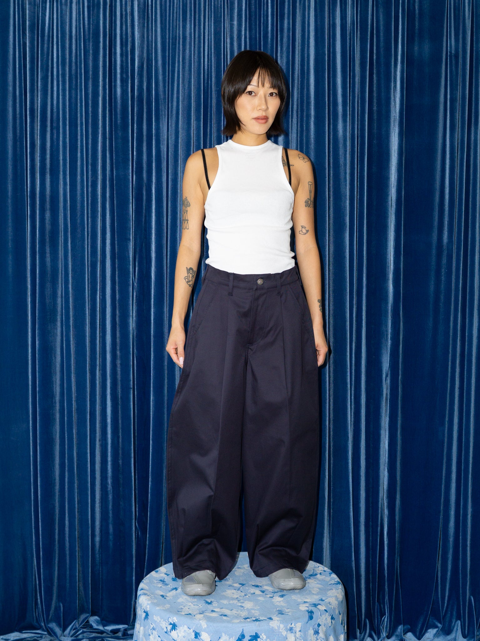 SUPER WIDE PANTS IN NAVY TWILL