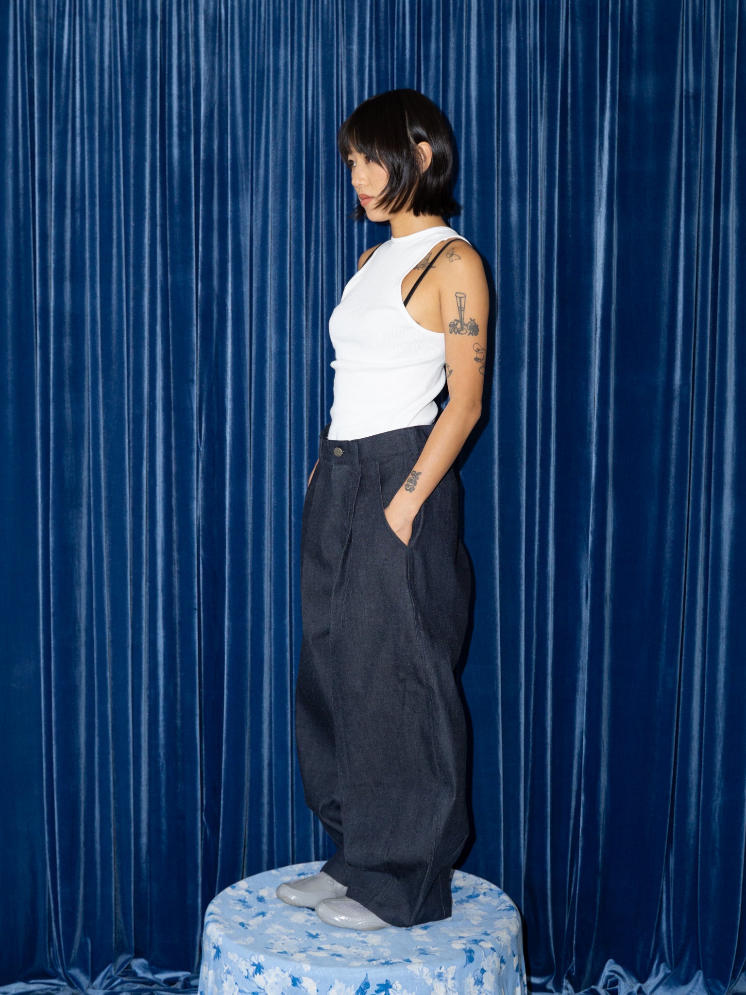 SUPER WIDE PANTS IN RAW JAPANESE DENIM