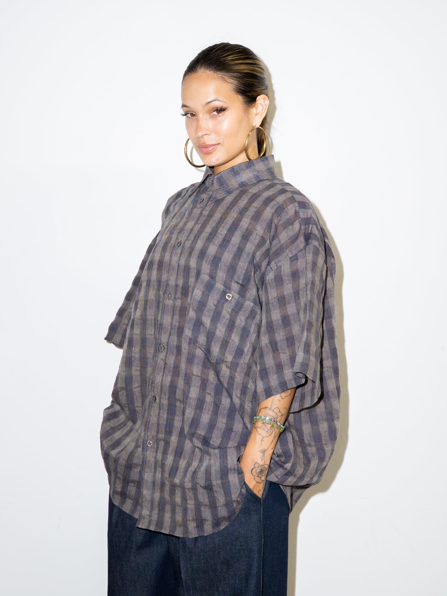 WORK SHIRT IN BLUE STRIPE LINEN