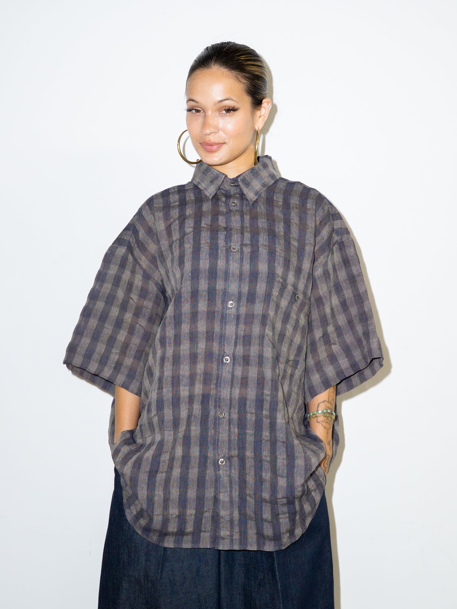 WORK SHIRT IN BLUE STRIPE LINEN