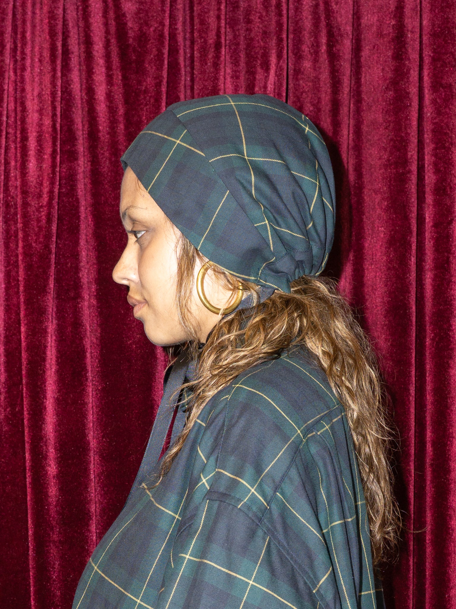 BONNET IN GREEN PLAID