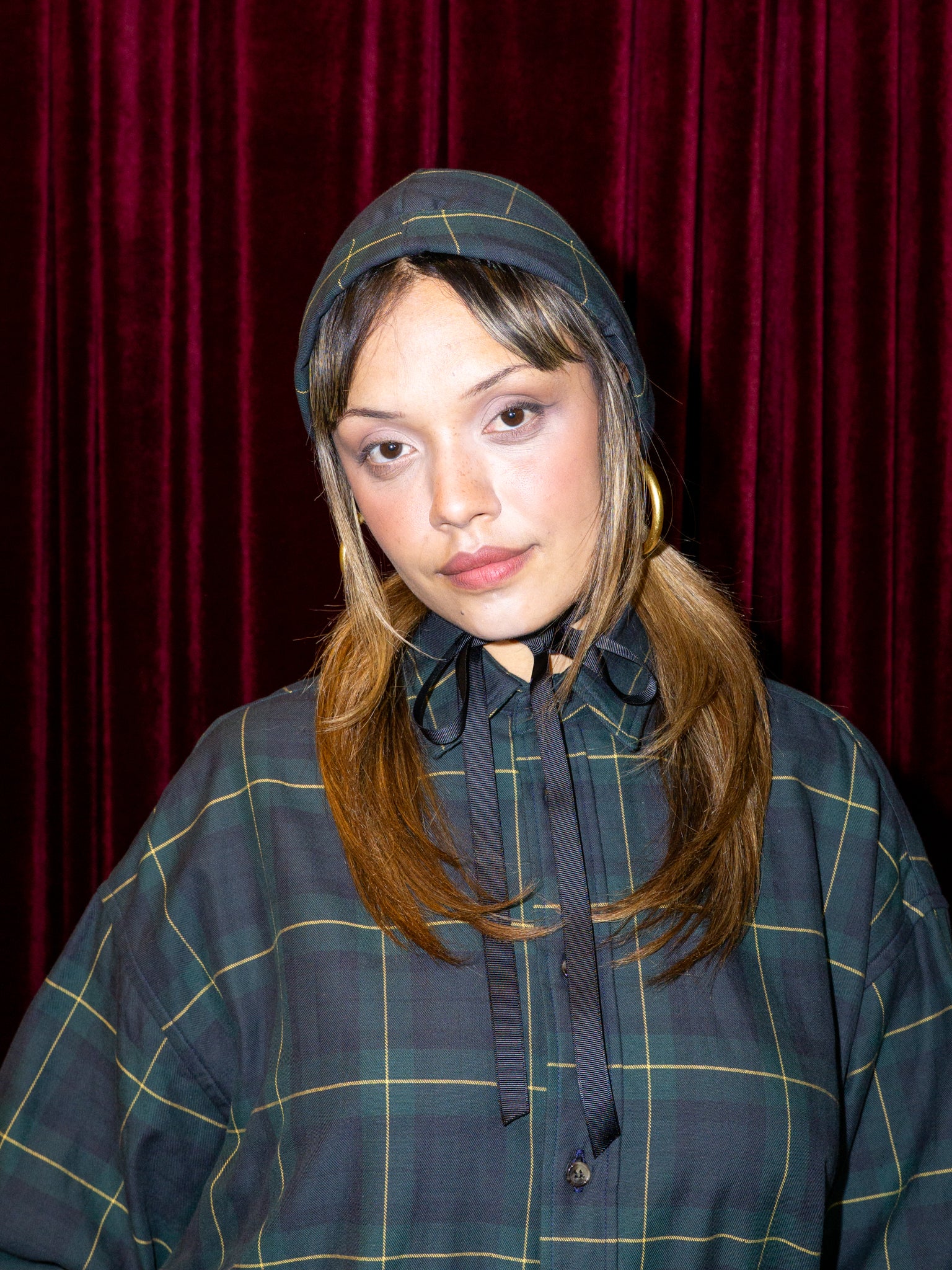 BONNET IN GREEN PLAID