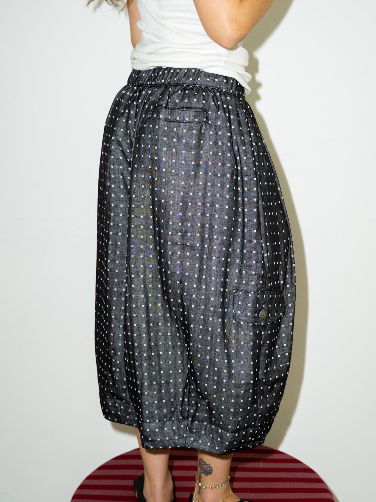 PARACHUTE SHANTS IN BLACK POLKA DOT