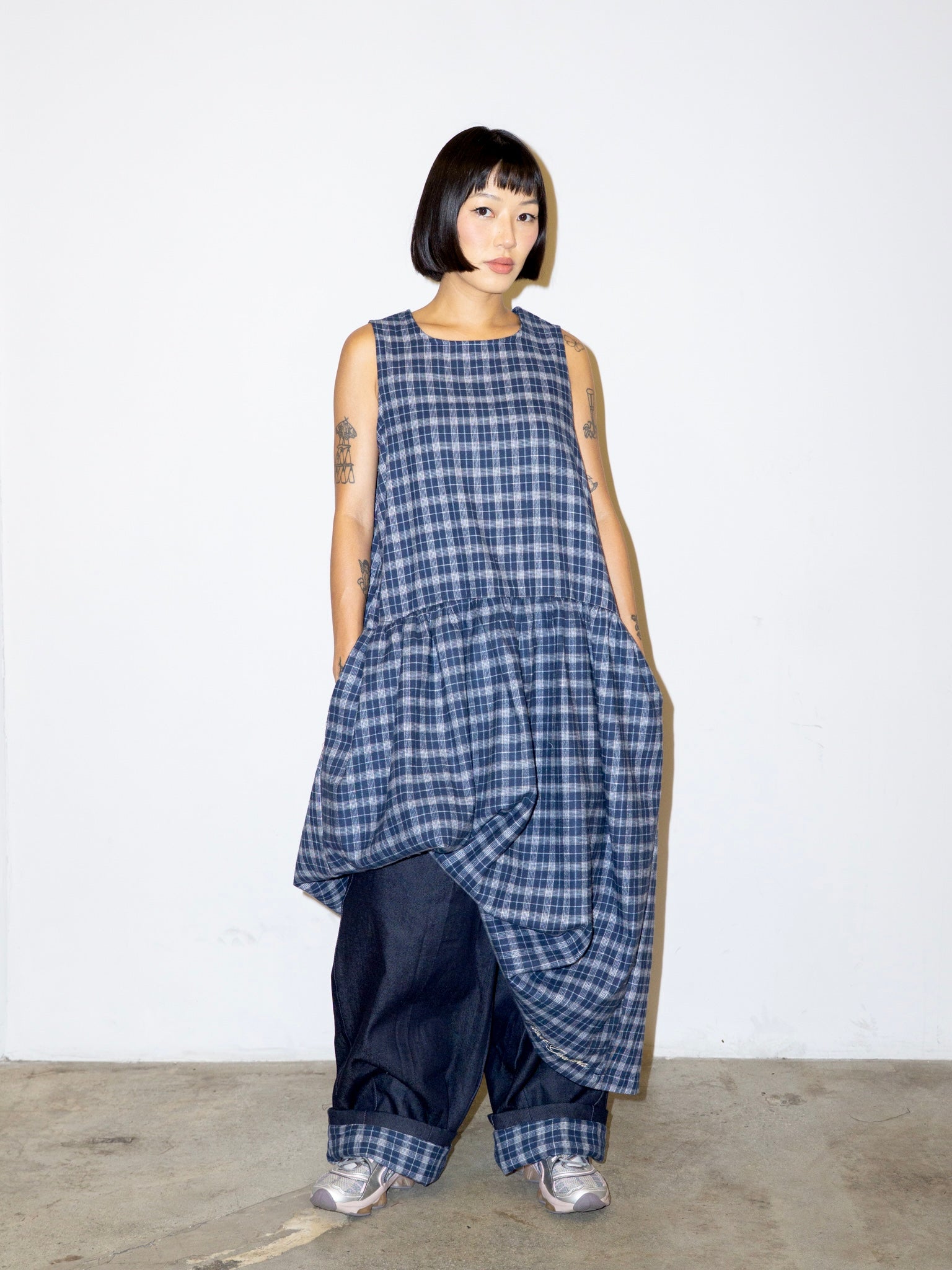 SACK DRESS IN BLUE PLAID