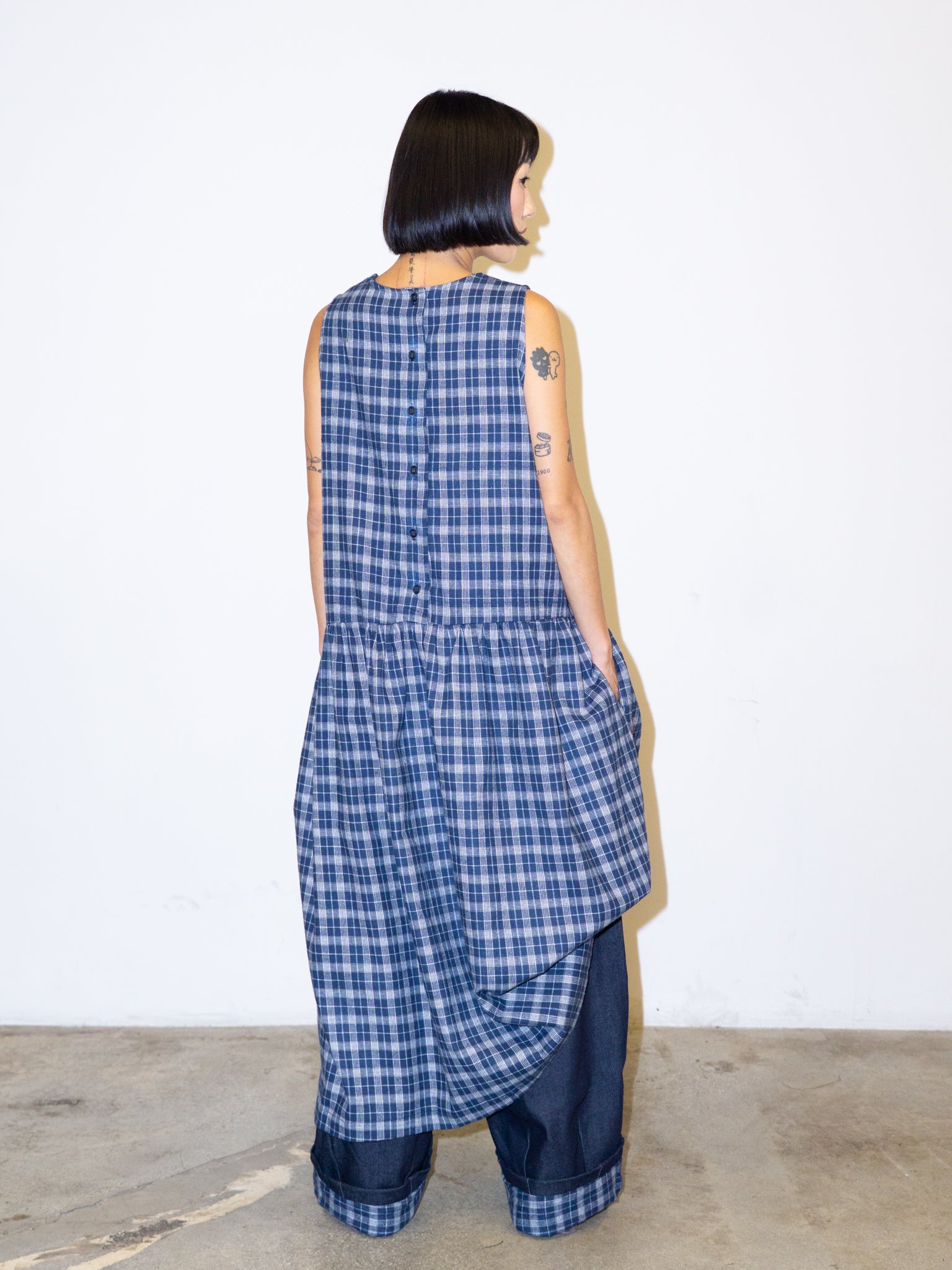 SACK DRESS IN BLUE PLAID