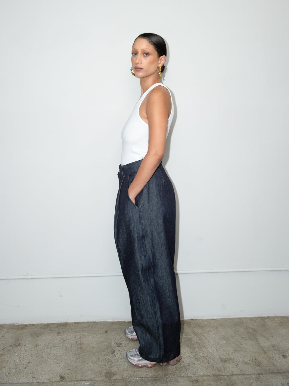 SUPER WIDE PANTS - DARK DENIM