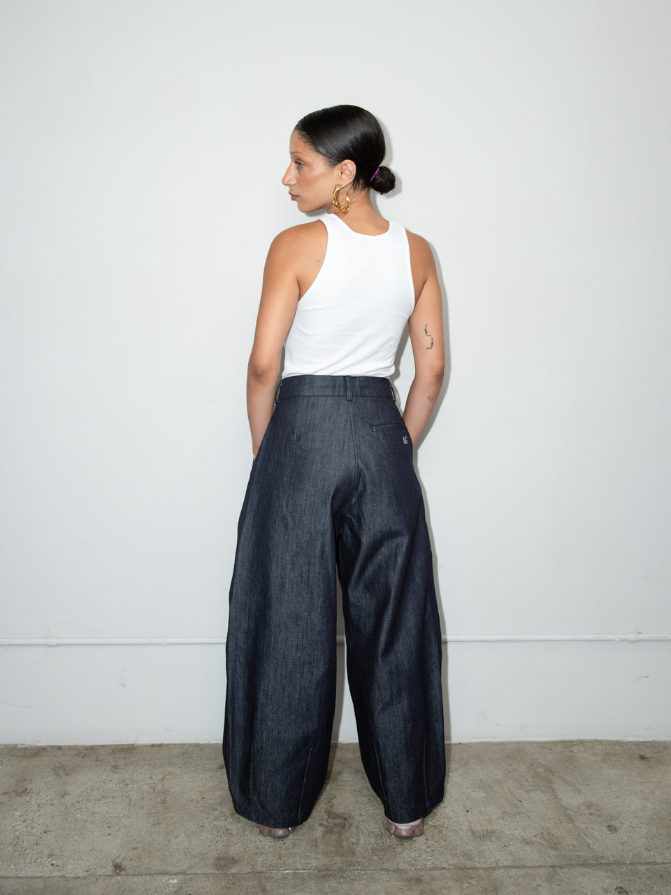 SUPER WIDE PANTS - DARK DENIM