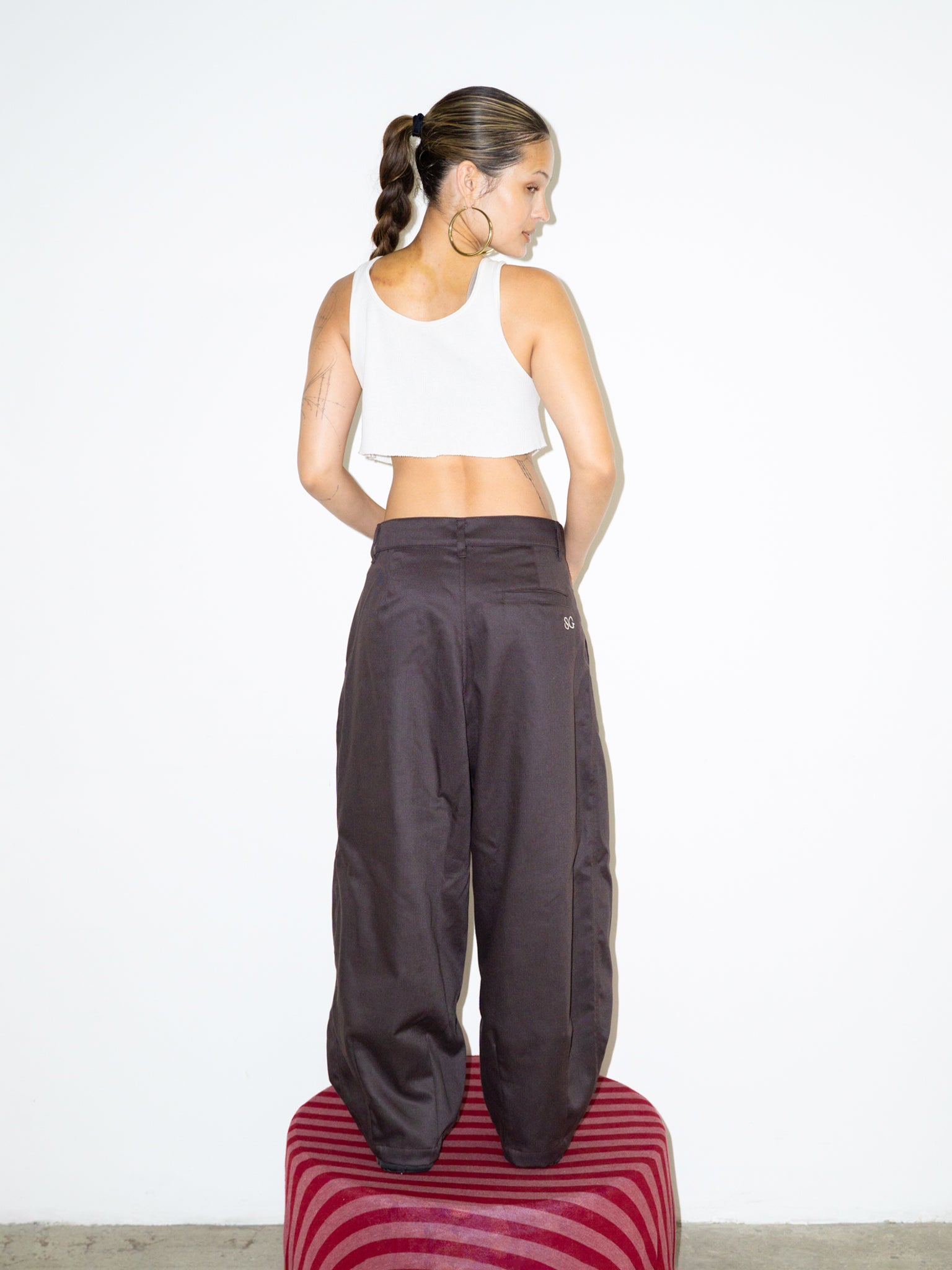 SUPER WIDE PANTS IN BROWN TWILL