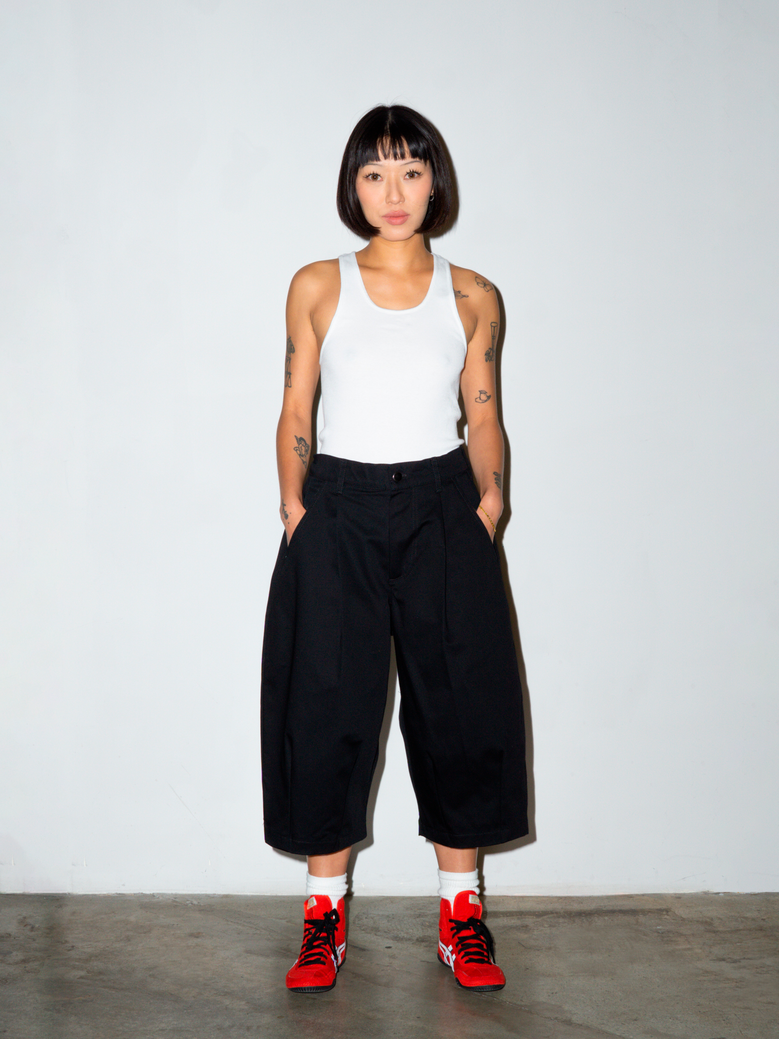 SHANTS IN BLACK TWILL