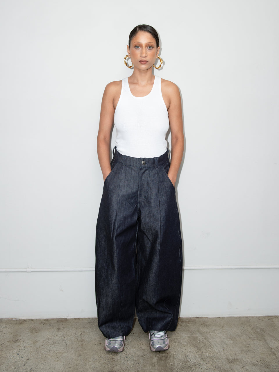 SUPER WIDE PANTS - DARK DENIM